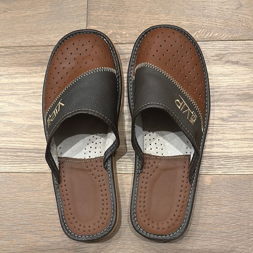 Men's Brown and Black Slip-On Shoes